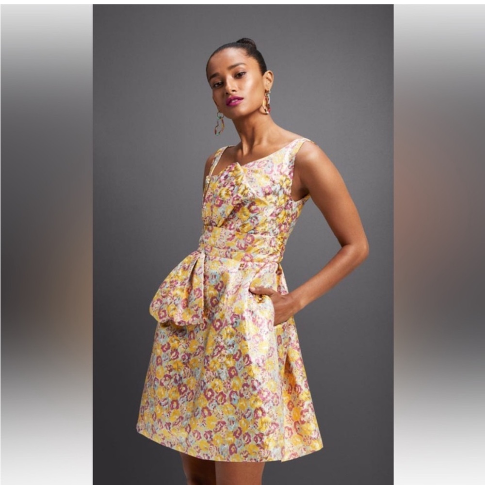 Zac Posen Yellow Floral Mini Dress size 6